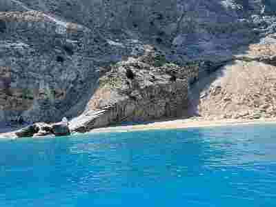 Rocky beach and clear blue waters